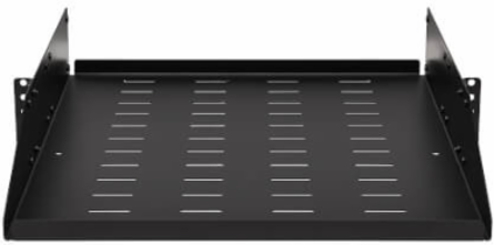SmartRack Universal-Mount Steel Rack Shelf, 2U, Vented, 21.7 in Deep, 100 lb Capacity