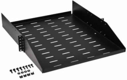 SmartRack Universal-Mount Steel Rack Shelf, 2U, Vented, 21.7 in Deep, 100 lb Capacity