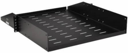 SmartRack Universal-Mount Steel Rack Shelf, 2U, Vented, 21.7 in Deep, 100 lb Capacity