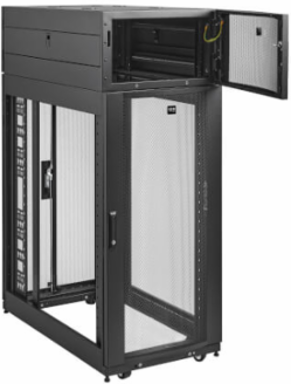 Vertical Extension Top Hat for Server Racks, 6U, 42 in Deep, with Doors & Side Panels, Black