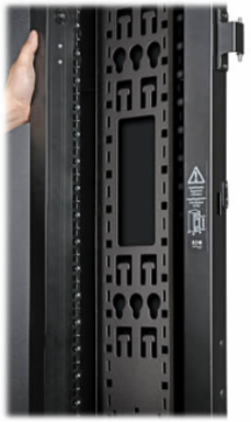 45U Vertical Cable Management Bars, Toolless Mounting, Black, 2-Pack