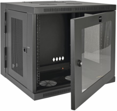 10U Low-Profile Wall-Mount Rack Enclosure Cabinet, 20.5 Inch Deep, Black