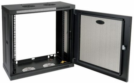 12U Low-Profile Wall-Mount Rack Enclosure Cabinet, 200 lb Capacity, Shallow Depth