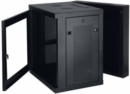 12U Low-Profile Wall-Mount Rack Enclosure Cabinet, Supports Up to 20.5 Inch Depth, 200 lbs Load Capacity