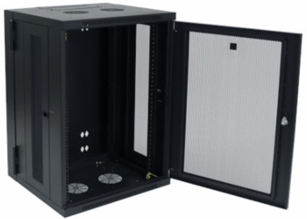 18U Low-Profile Wall-Mount Rack Enclosure Cabinet, 20.5 Inch Depth, 250 lbs Capacity