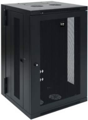 18U Low-Profile Wall-Mount Rack Enclosure Cabinet, 20.5 Inch Depth, 250 lbs Capacity