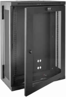 18U Low-Profile Wall-Mount Rack Enclosure Cabinet, 12.75 Inch Deep, Black