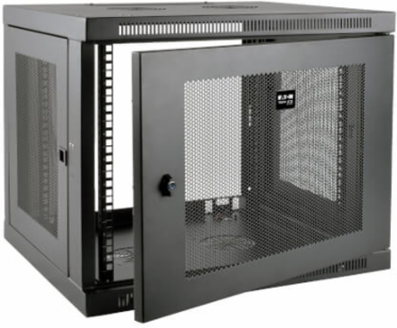 9U Low-Profile Wall-Mount Rack Enclosure Cabinet, 200 lb Capacity, 20.5 Inch Depth