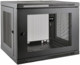 9U Low-Profile Wall-Mount Rack Enclosure Cabinet, 200 lb Capacity, 20.5 Inch Depth