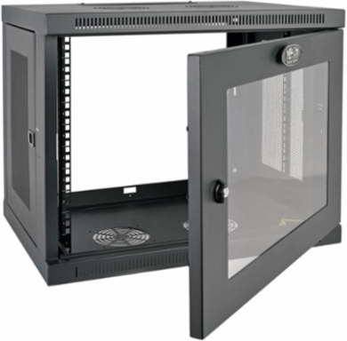 9U Low-Profile Wall-Mount Rack Enclosure Cabinet, 16.5 Inch Deep, Black