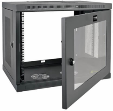9U Low-Profile Wall-Mount Rack Enclosure Cabinet, 16.5 Inch Deep, Black