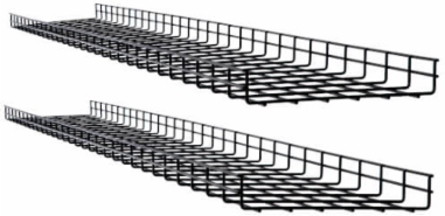 Wire Mesh Cable Tray, 12 in x 2 in x 5 ft, 2-Pack