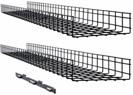 Wire Mesh Cable Tray, 12 in x 4 in x 5 ft, 2-Pack
