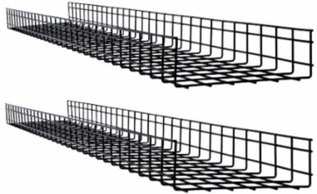 Wire Mesh Cable Tray, 12 in x 4 in x 5 ft, 2-Pack