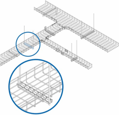 Trapeze Hanging Cross-Bracket for Wire Mesh Cable Trays, 12 in