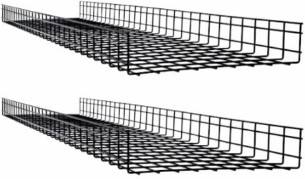 Wire Mesh Cable Tray, 18 in x 4 in x 5 ft, 2-Pack