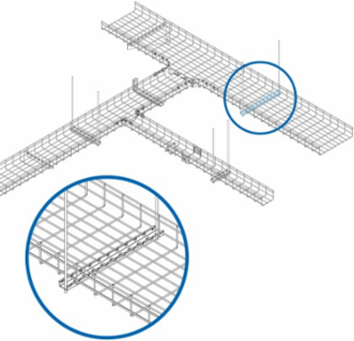 Trapeze Hanging Cross-Bracket for Wire Mesh Cable Trays, 18 in