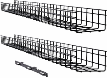 Wire Mesh Cable Tray, 6 in x 4 in x 5 ft, 2-Pack