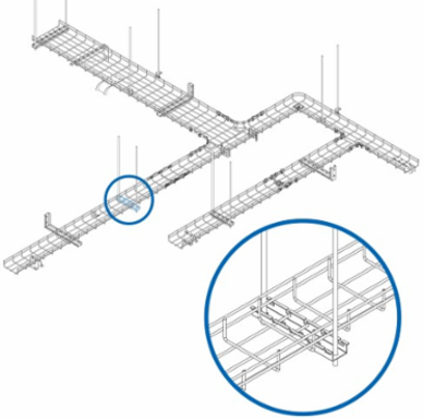 Trapeze Hanging Cross-Bracket for Wire Mesh Cable Trays, 6 in