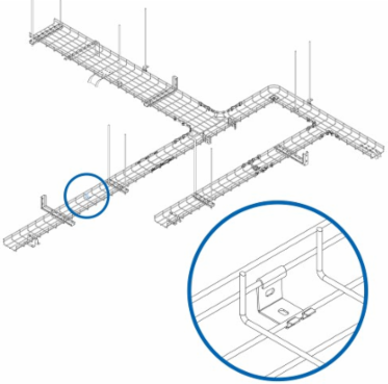 Light-Duty Wall Bracket, Small Wire Mesh Cable Trays, Black