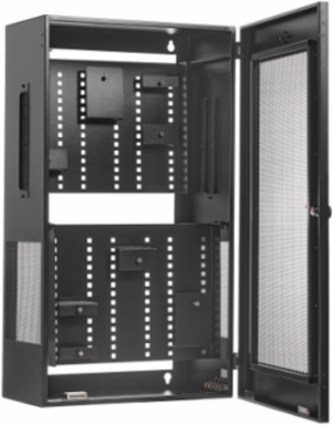 SmartRack 5U Low-Profile Vertical-Mount Switch-Depth Wall-Mount Structured Wiring Enclosure, Adjustable Equipment Brackets