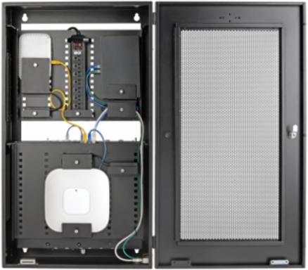 SmartRack 5U Low-Profile Vertical-Mount Switch-Depth Wall-Mount Structured Wiring Enclosure, Adjustable Equipment Brackets