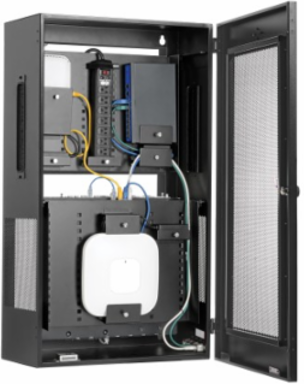 SmartRack 5U Low-Profile Vertical-Mount Switch-Depth Wall-Mount Structured Wiring Enclosure, Adjustable Equipment Brackets