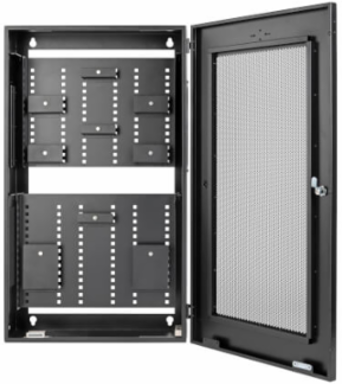 SmartRack 3U Low-Profile Vertical-Mount Switch-Depth Wall-Mount Structured Wiring Enclosure, Adjustable Equipment Brackets
