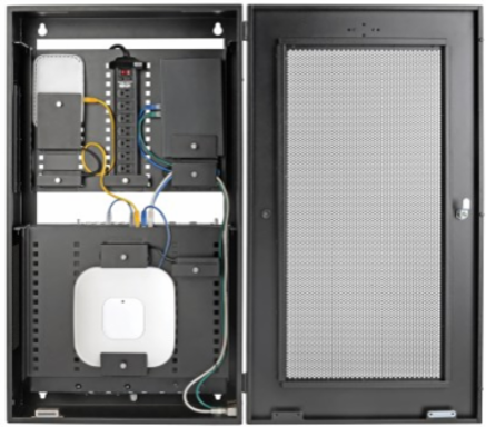 SmartRack 3U Low-Profile Vertical-Mount Switch-Depth Wall-Mount Structured Wiring Enclosure, Adjustable Equipment Brackets