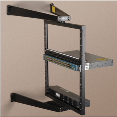 12U Flat-Pack Wall-Mount Pivoting Open Frame Rack, 18 Inch Depth, 150 lb Capacity