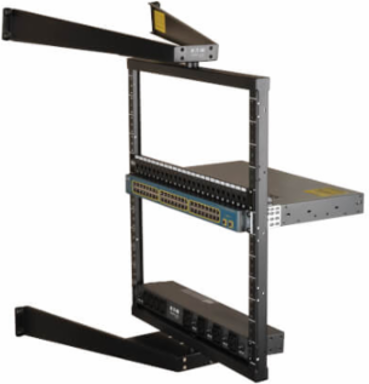 12U Flat-Pack Wall-Mount Pivoting Open Frame Rack, 18 Inch Depth, 150 lb Capacity