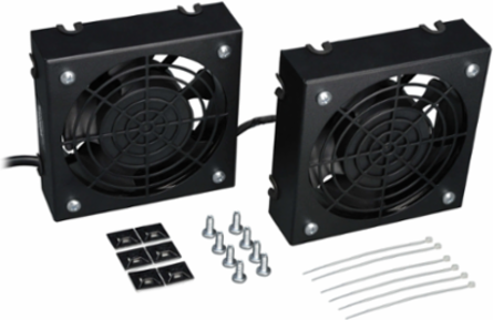 Wall-Mount Roof Fan Kit - Dual 230V Fans, 210 CFM, 3 ft Cord, C14 Input