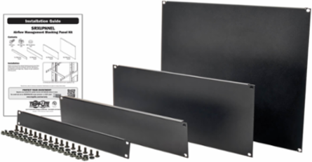 19 Inch Blanking Panel Kit, 4 Pieces, Fills 15U Rack Space, Black Steel