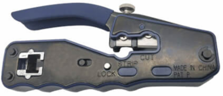 Crimping Tool with Cable Stripper, Pass-Through RJ45 Plugs, Cat5/5e/Cat6/Cat6a