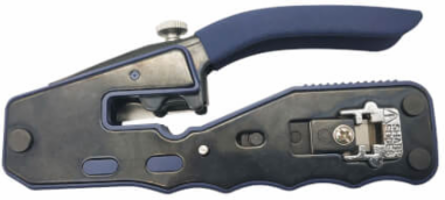 Crimping Tool with Cable Stripper, Pass-Through RJ45 Plugs, Cat5/5e/Cat6/Cat6a