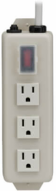 3-Outlet Power Strip, 6 ft Cord, 15A Circuit Breaker, Metal Case