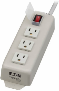 3-Outlet Power Strip, 6 ft Cord, 15A Circuit Breaker, Metal Case