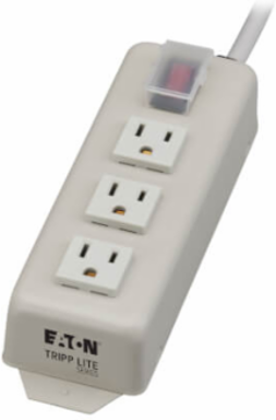 3-Outlet Power Strip, 6 ft Cord, 15A Circuit Breaker, Metal Case