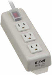 3-Outlet Power Strip, 6 ft Cord, 15A Circuit Breaker, Metal Case