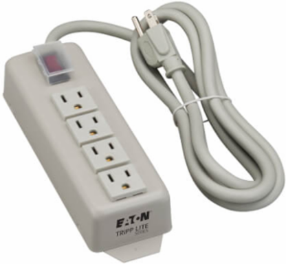 Power Strip, 4 Outlets, 6 Ft. Cord, 15A Circuit Breaker, Rugged Metal Case