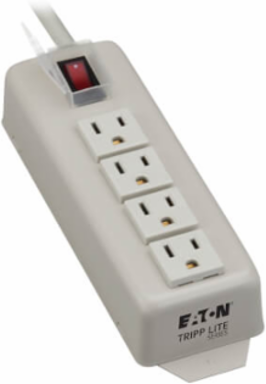 Power Strip, 4 Outlets, 6 Ft. Cord, 15A Circuit Breaker, Rugged Metal Case