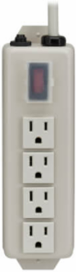 Power Strip, 4 Outlets, 6 Ft. Cord, 15A Circuit Breaker, Rugged Metal Case