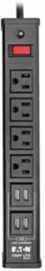 4-Outlet Surge Protector with 4 USB Ports, 6 ft Cord, 450 Joules, Metal Housing