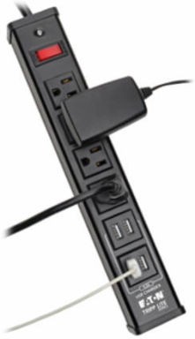 4-Outlet Surge Protector with 4 USB Ports, 6 ft Cord, 450 Joules, Metal Housing