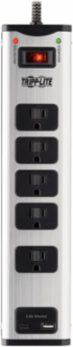 5-Outlet Surge Protector with 1 USB-A and 1 USB-C (3.9A Shared) - 6 ft. Cord, 2100 Joules, Metal Housing
