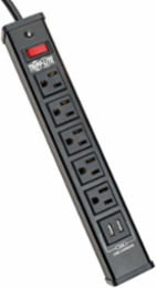 5-Outlet Surge Protector with 2 USB Ports, 450 Joules, 6 ft Cord