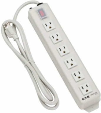 6-Outlet Power Strip with 6 ft Cord, 15A Circuit Breaker, Metal Case