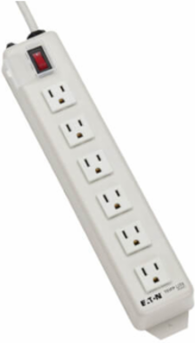6-Outlet Power Strip with 6 ft Cord, 15A Circuit Breaker, Metal Case