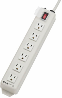 6-Outlet Power Strip with 6 ft Cord, 15A Circuit Breaker, Metal Case