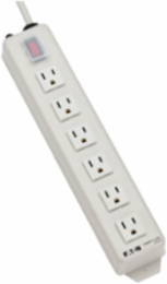 6-Outlet Power Strip with 6 ft Cord, 15A Circuit Breaker, Metal Case